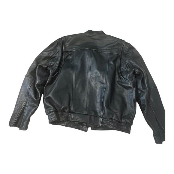 Leather Motorcycle Jacket Mens Vintage Moto Cafe Racer Biker Rider L - Picture 5 of 9